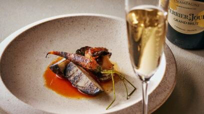 【PERRIER-JOUET グラン ブリュット】<夕朝食付>シャンパーニュと堪能する薪火ディナー